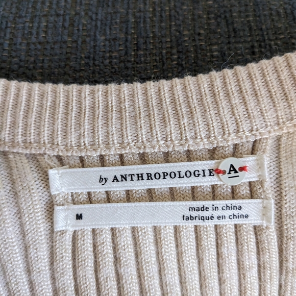 Anthropologie Jo Ribbed Knit Striped Sweater Tank Top Beige Ombre Size Medium - Picture 8 of 11